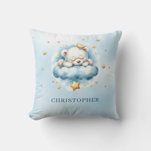 Coussin Joli ours en peluche endormi au-dessus du nuage (Recto)