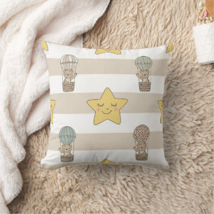 Coussin Joli ours en peluche montgolfière motif neutre 8