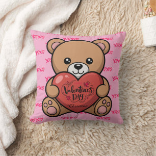 Coussin Joli Ours Joyeuse Saint Valentin xoxo Nom