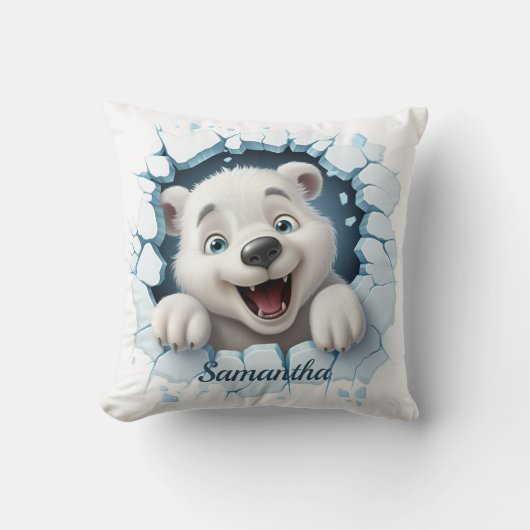 Coussin Joli Ours Polaire Noël 3D (Recto)