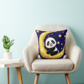Coussin Joli panda assis sur un croissant de lune doré (Chaise)