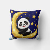 Coussin Joli panda assis sur un croissant de lune doré (Verso)