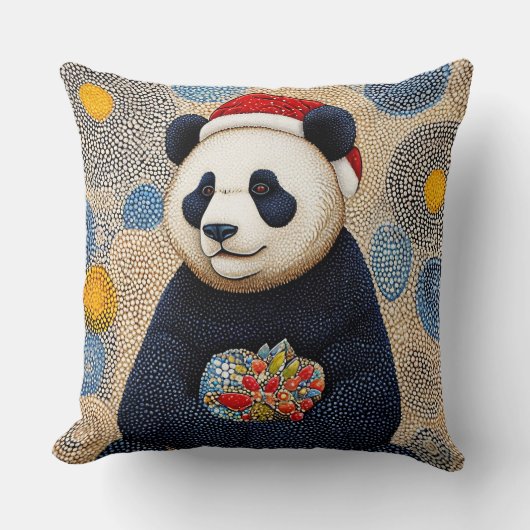 Coussin Joli panda de Noël (Recto)