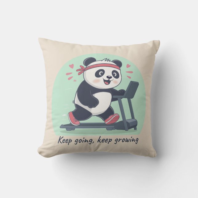 Coussin Joli panda motivant sur tapis roulant (Recto)
