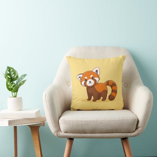 Coussin Joli panda roux sur fond jaune (Chaise)