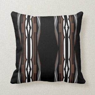 Coussin Joli panneau moderne sur noir/blanc/gris/Brown