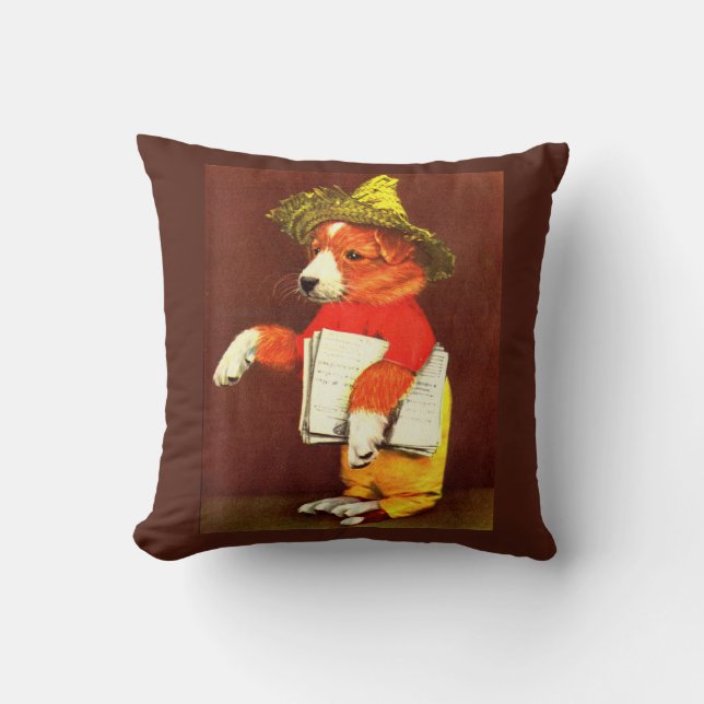 Coussin joli papier garçon de papier chiot impression (Recto)