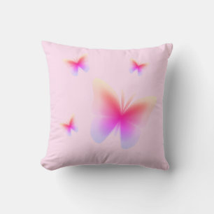 Coussin Joli papillon rose imprimé sur rose