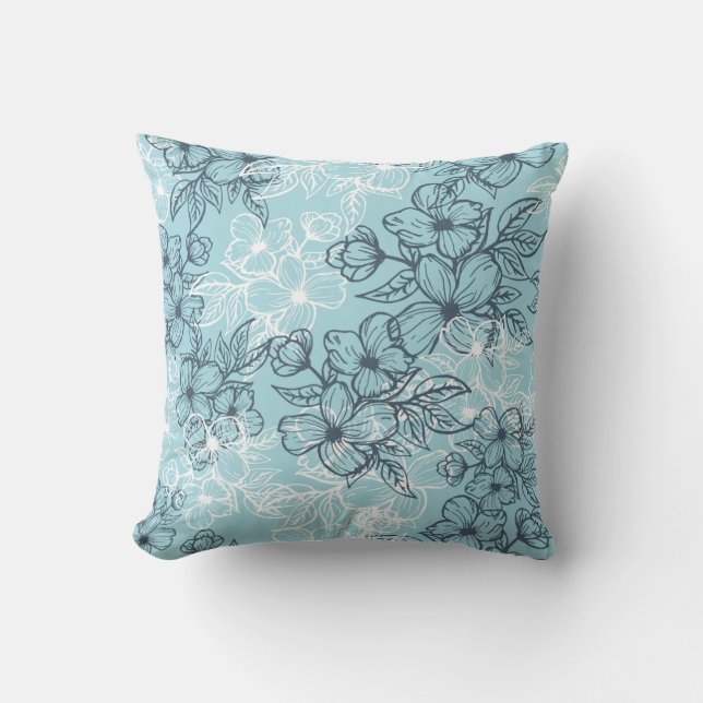 Coussin Joli Pastel Blue Florline Motif (Recto)