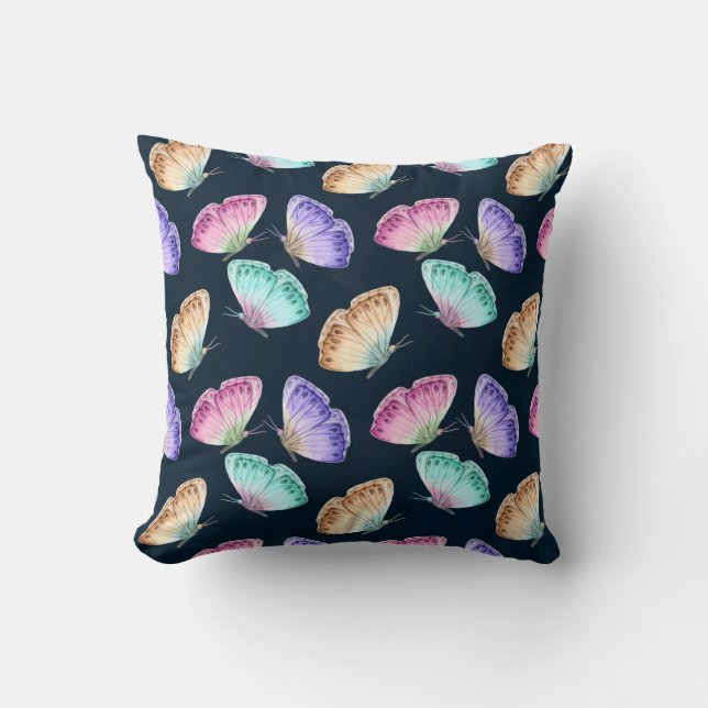 Coussin Joli Pastel Colours Motif à papillon aquarelle (Recto)