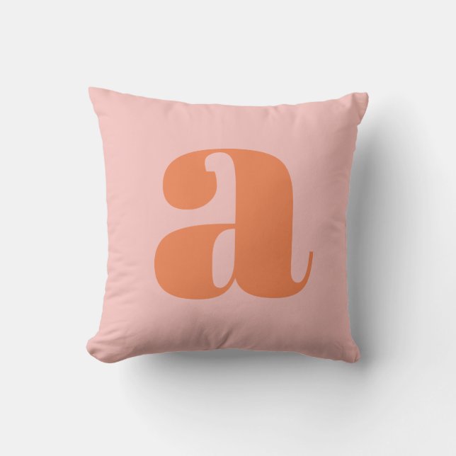 Coussin Joli Pastel rose orange Monogramme rétro Lettres (Recto)