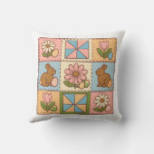 Coussin Joli patchwork de Pâques lapin pastel fleuri  (Verso)