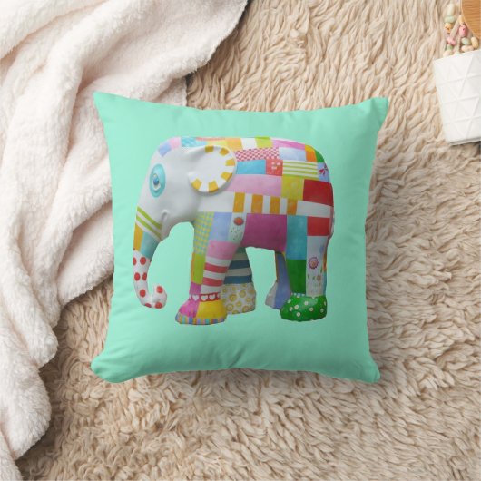 Coussin Joli patchwork éléphant rétro whimsical (Couverture)