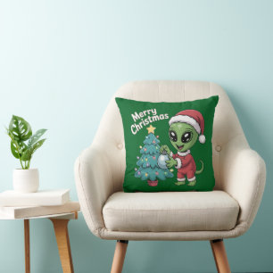 Coussin Joli Père Noël Alien Drôle de Fête de Noël