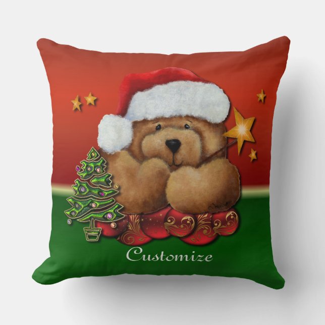 Coussin Joli Père Noël Ours Jeu d'Oreiller de Noël (Recto)