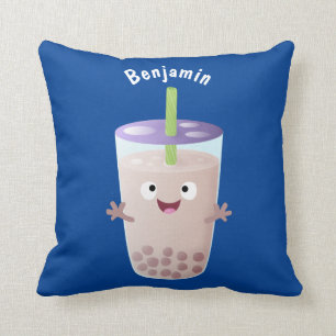 Coussin Joli personnage de dessin animé boba thé bulle