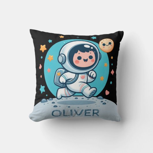 Coussin Joli Petit Astronaute sur la Lune (Recto)