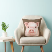 Coussin Joli petit cochon rose aquarelle ferme (Chaise)