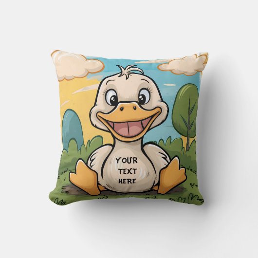 Coussin Joli petit dessin animé canard sourire heureux (Recto)