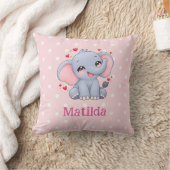 Coussin Joli Petit Éléphant, Pastel Rose Points (Couverture)