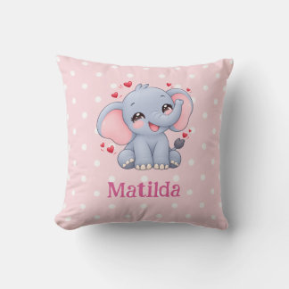 Coussin Joli Petit Éléphant, Pastel Rose Points