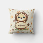 Coussin Joli petit lion avec un panneau de nom (Recto)