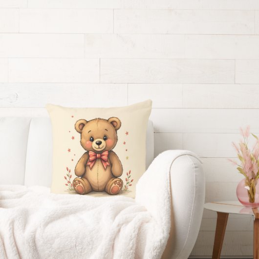 Coussin Joli petit ours brun adorable avec cravate (Canapé)