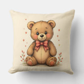 Coussin Joli petit ours brun adorable avec cravate (Recto)