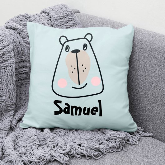 Coussin Joli petit ours drôle personnalisé