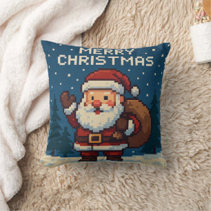 Coussin Joli pixel art joyeux noël