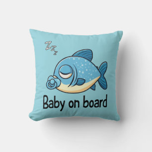 Coussin Joli Poisson Endormi avec Tétine   Bébé à Bord