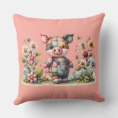 Coussin Joli Porcelet Patchwork dans un Jardin Fleuri (Verso)