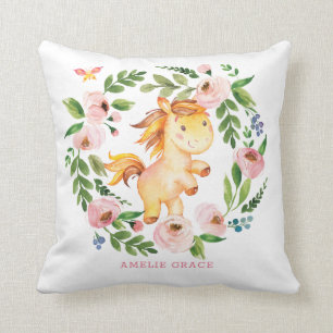 Coussin Joli printemps Pony Blush Floral Greenery Baby Gir