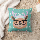 Coussin Joli Reindeer Noël Casquette Écharpe lunettes (Couverture)