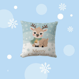 Coussin Joli Renne Noël Pastel Bébé Cerf Fête