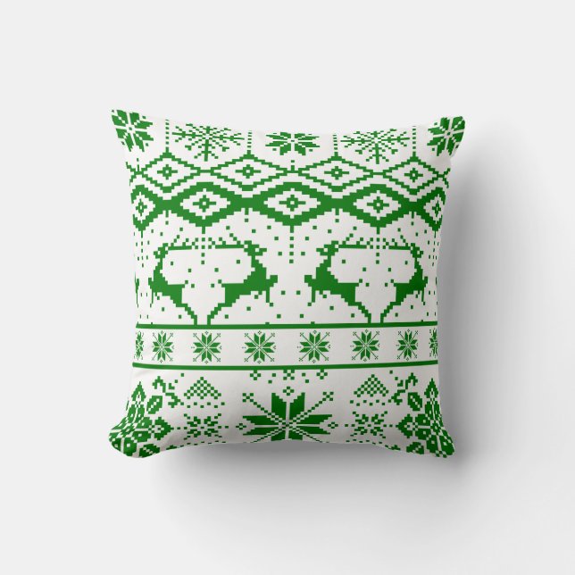 Coussin Joli renne vert de Noël (Recto)