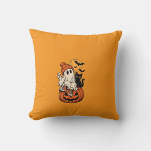 Coussin Joli Rétro Fantôme de Halloween Citrouille Notre F