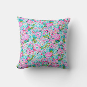 Coussin Joli rose Aqua Bleu Chic tendance Pastel