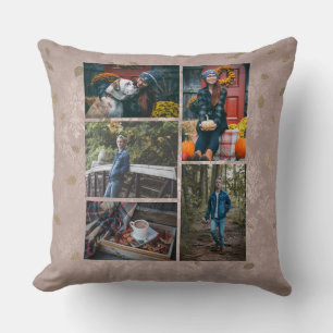 Coussin Joli Rose d'automne Feuilles d'or cinq photo Colla