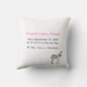 Coussin Joli Rose Et Noir Zèbre Fille Faire-part de naissa (Verso)