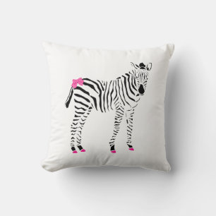 Coussin Joli Rose Et Noir Zèbre Fille Faire-part de naissa