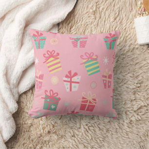 Coussin Joli rose rétro présente Noël