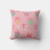 Coussin Joli rose rétro présente Noël (Recto)