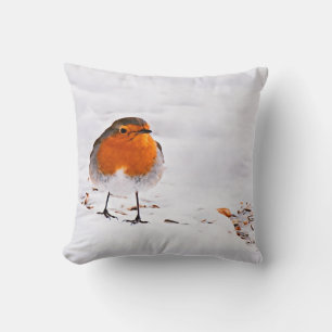 Coussin Joli rouge rouge rouge rouge rouge oiseau neige an