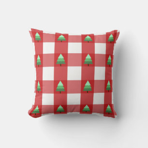Coussin Joli sapin de Noël à motif à carreaux