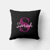 Coussin Joli script de monogramme personnalisable rose et  (Verso)