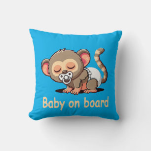 Coussin Joli Singe Dormant de Dessin Animé Bébé à Bord d