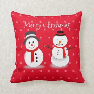 Coussin Joli Snowman hiver Neige Rouge Joyeux Noël Enfants