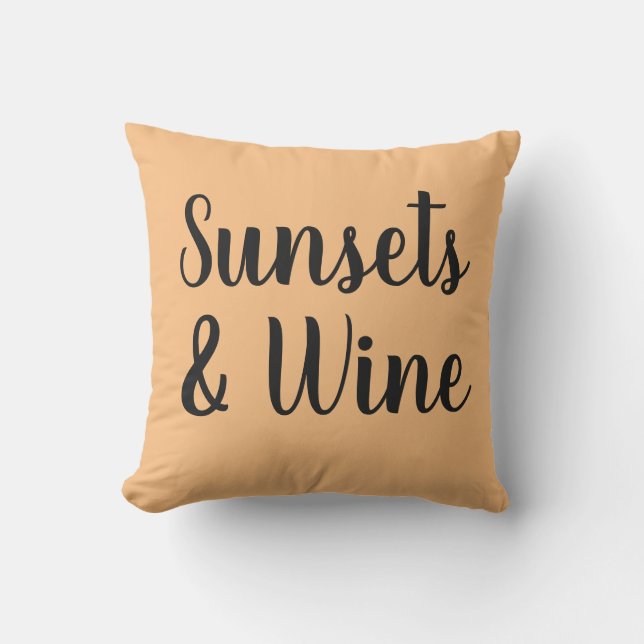 Coussin joli SUNSETS & lettrage de vin | (Recto)