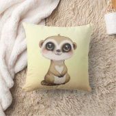 Coussin Joli Suricate sur Sable Clair Beige (Couverture)
